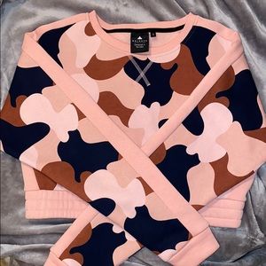 Balance Athletica Pink Cropped Camo Sweatshirt S
